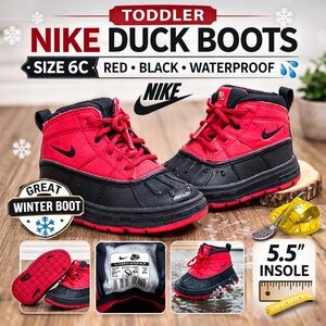 Nike Toddler Duck Boots Red Black Waterproof Winter Boots Size 6C